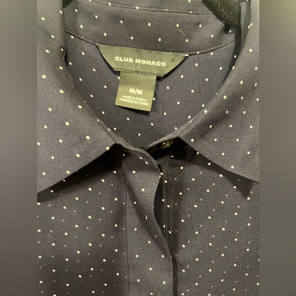 Club Monaco Navy with White Polka Dot Lounge Sleeve Blouse - Picture 4 of 4